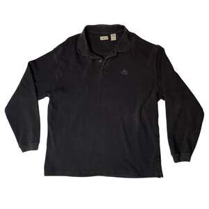 IZOD Long Sleeve Polo Shirt Mens XL Black Classic Fit Cotton